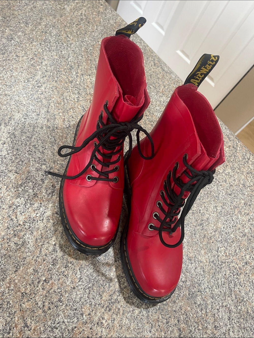 Dr . Martens Drench Wellington Red Rain Boots - Sz 8